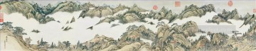  Chen Canvas - Qian weicheng mountain in clauds old Chinese